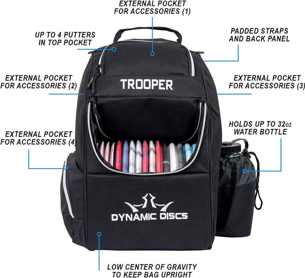 Dynamic Discs Trooper Disc Golf Backpack, Holds 18+ Discs